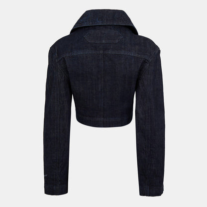 Marino Cotton Cropped Long Sleeve Denim Jacket