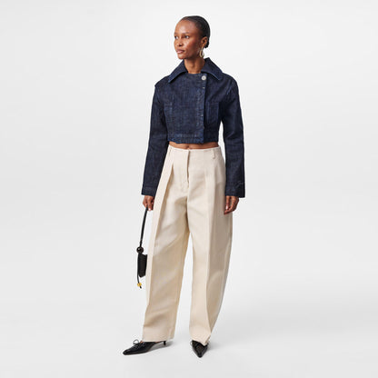 Marino Cotton Cropped Long Sleeve Denim Jacket