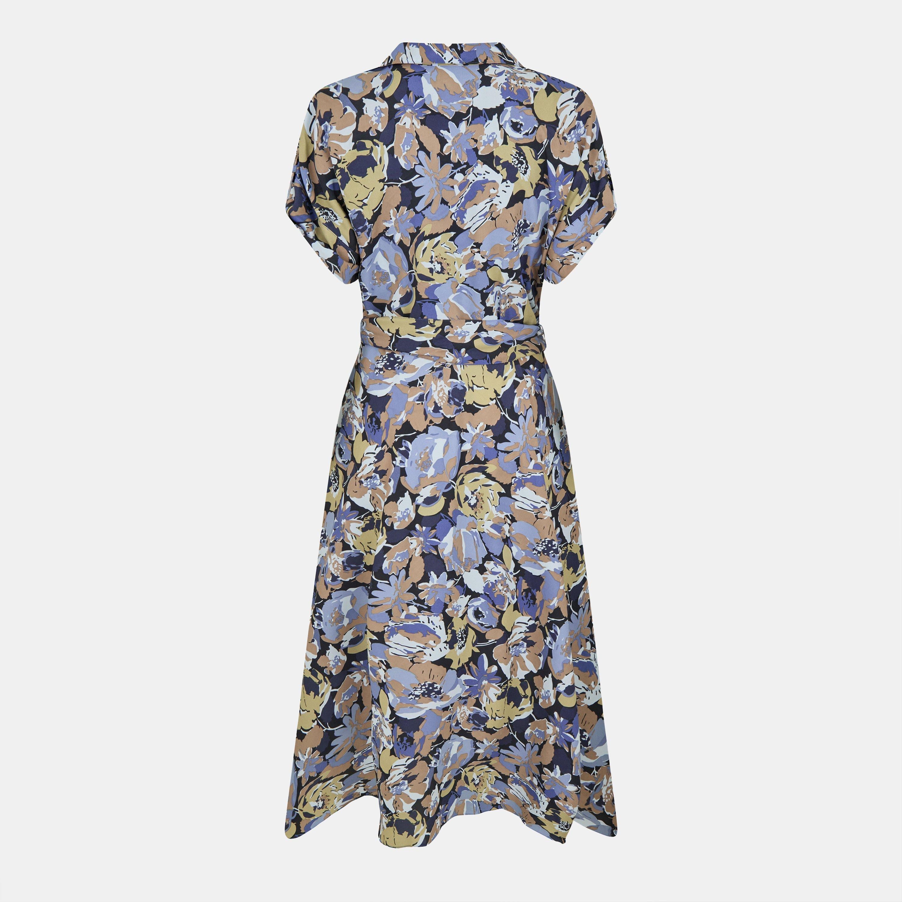 Floral Belted Crepe Dress