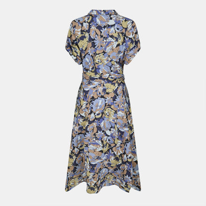 Floral Belted Crepe Dress