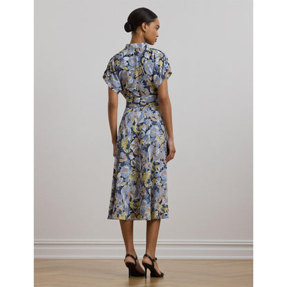 Floral Belted Crepe Dress