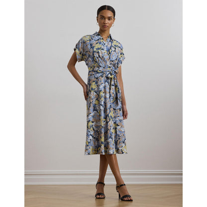Floral Belted Crepe Dress