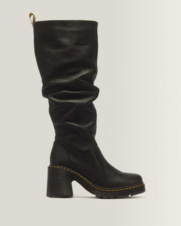 Kasey Virginia Leather Tall Heeled Boots — Black