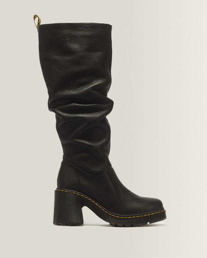 Kasey Virginia Leather Tall Heeled Boots — Black
