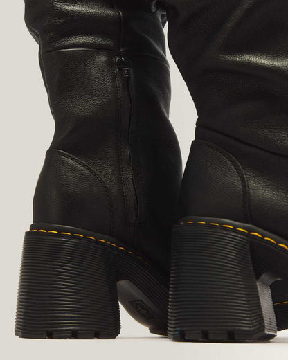 Kasey Virginia Leather Tall Heeled Boots — Black