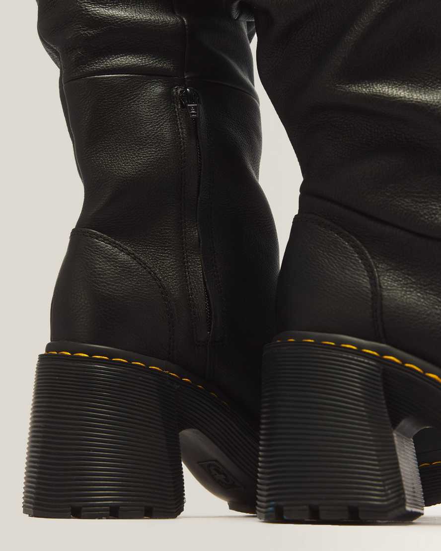 Kasey Virginia Leather Tall Heeled Boots — Black
