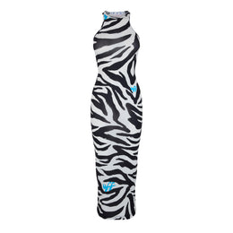 Zebra Print Long Sleeve Maxi Dress Shirt