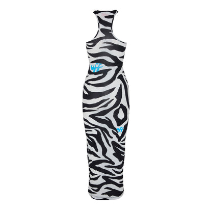Zebra Print Long Sleeve Maxi Dress Shirt