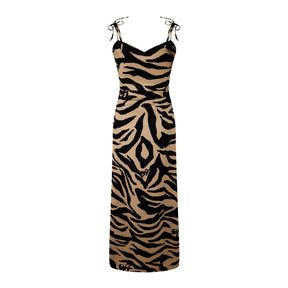 Women's Zebra Print Midi Dress Design