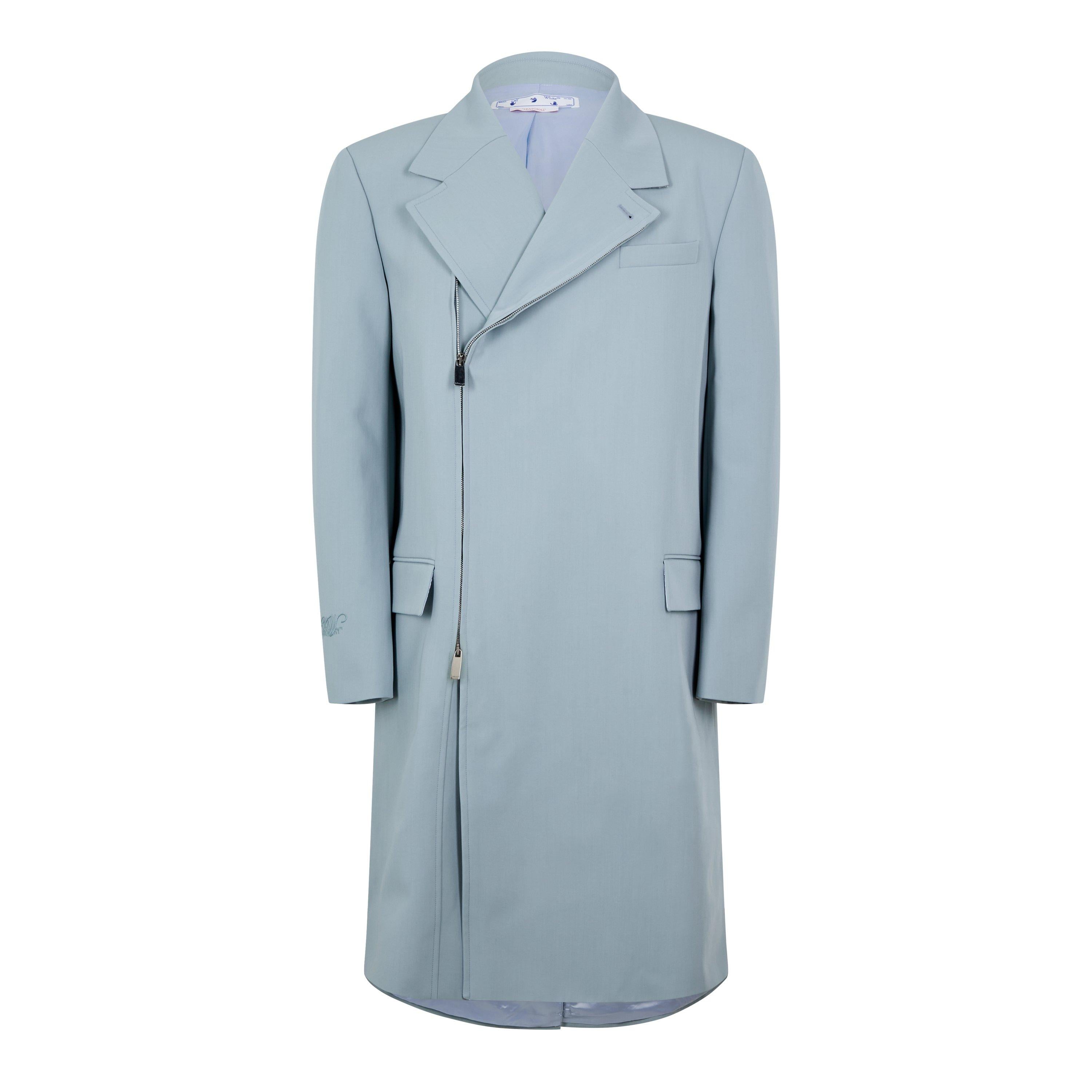Off-White Embroidered Double Skate Zip Long Sleeve Overcoat