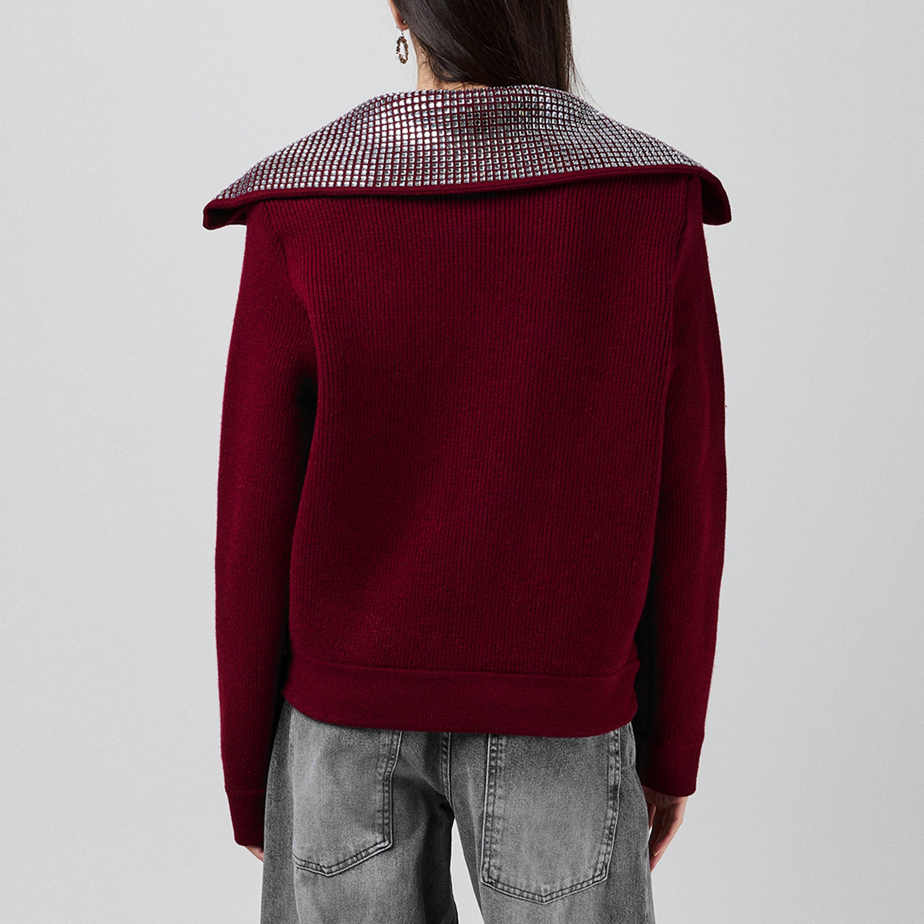 Diamante Knitted Crew Neck Jumper