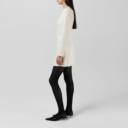 Boucle Diamante Bow Mini Dress
