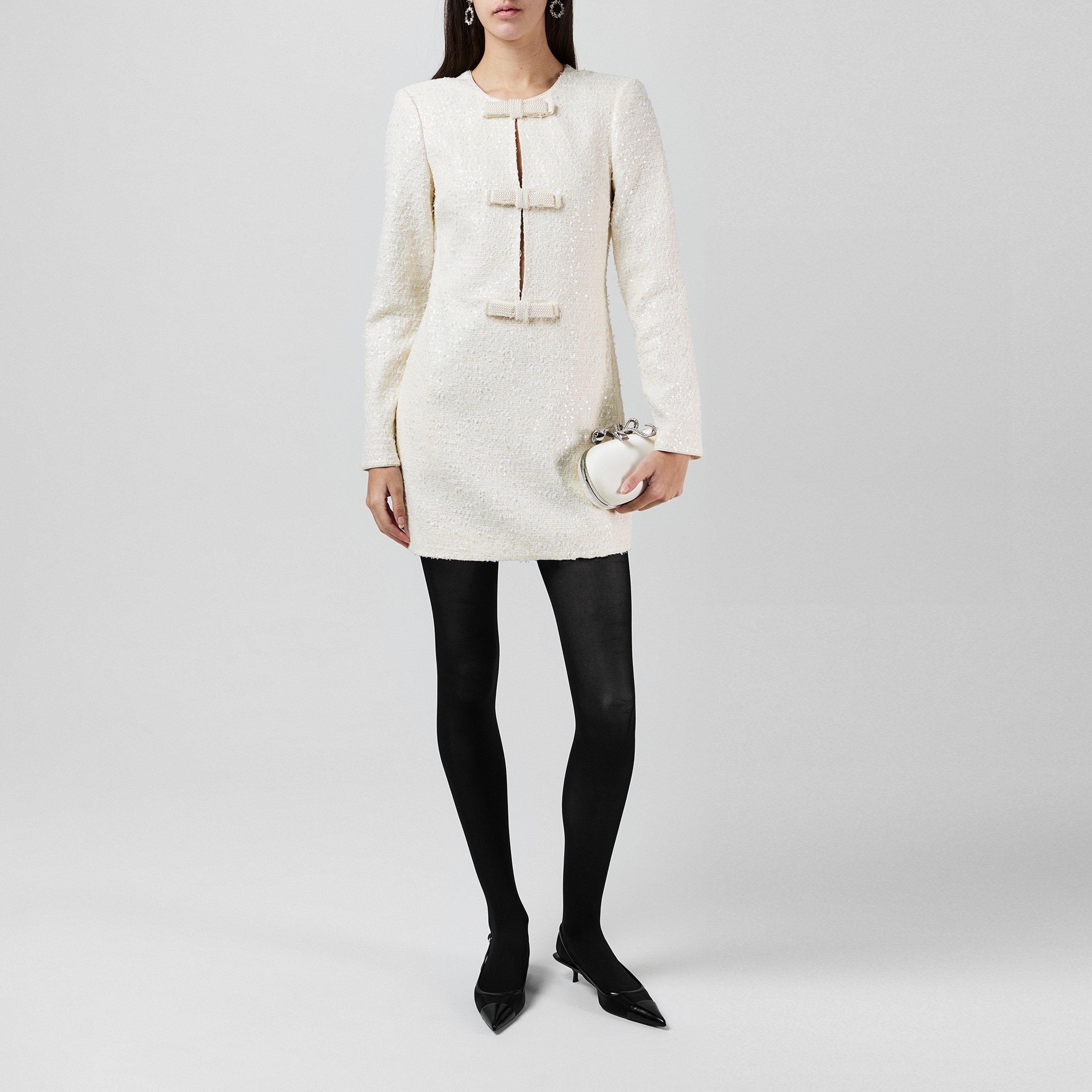 Boucle Diamante Bow Mini Dress