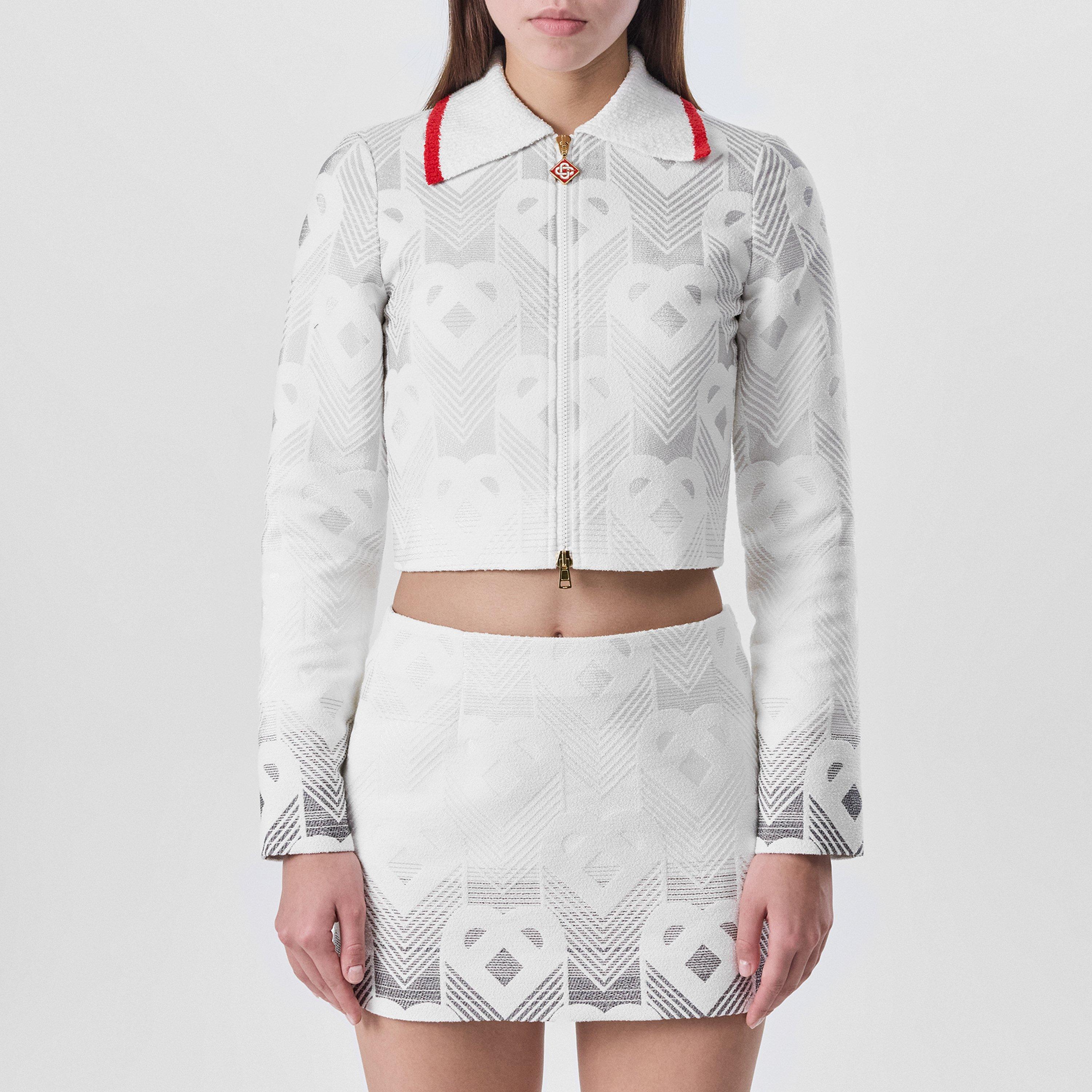 Gradient Heart Monogram Cotton Long Sleeve Boucle Jacket