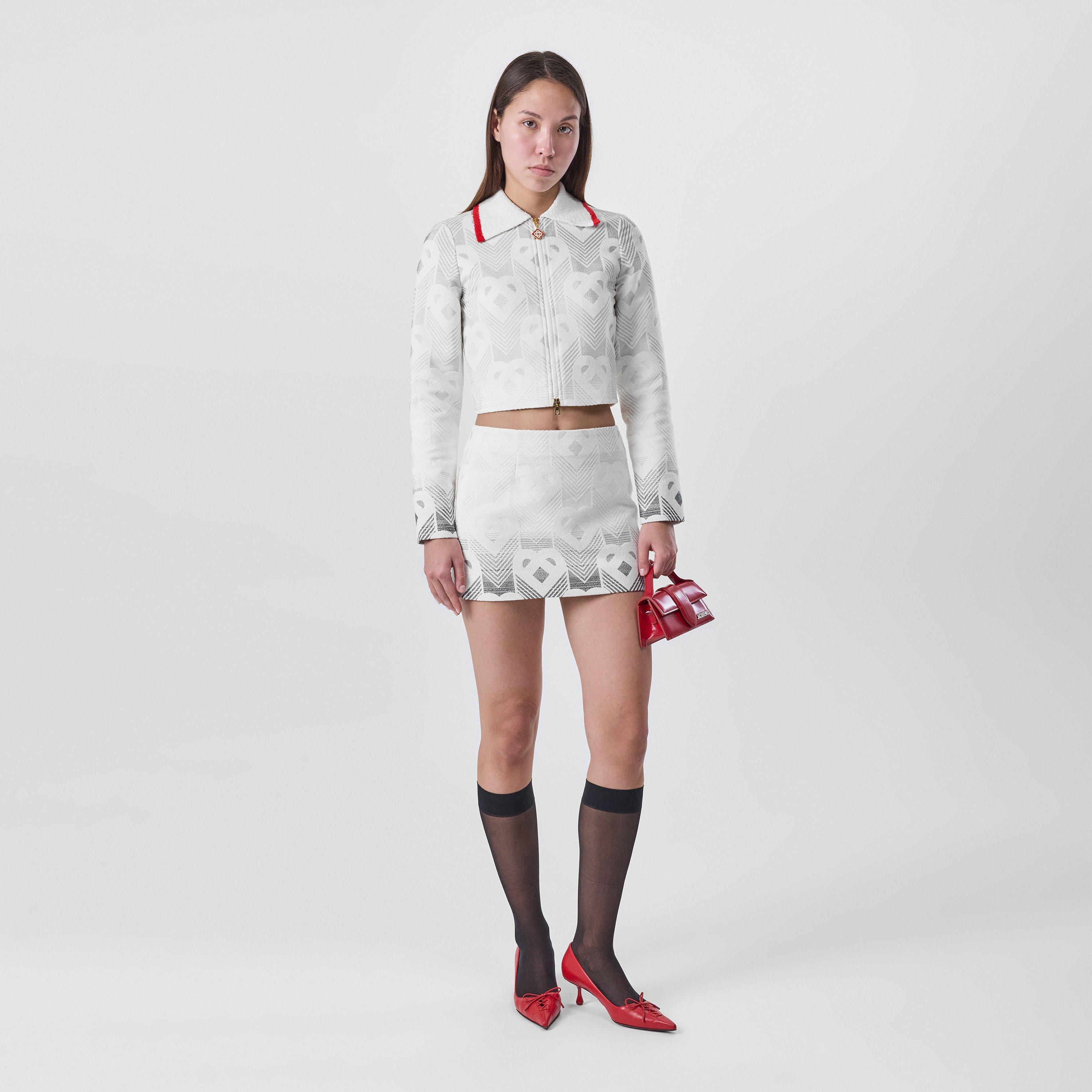 Gradient Heart Monogram Cotton Long Sleeve Boucle Jacket