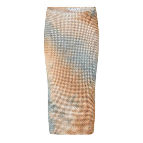Smocked Tie-Dye Pencil Skirt