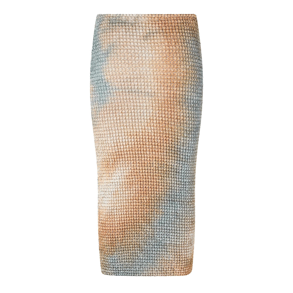 Smocked Tie-Dye Pencil Skirt