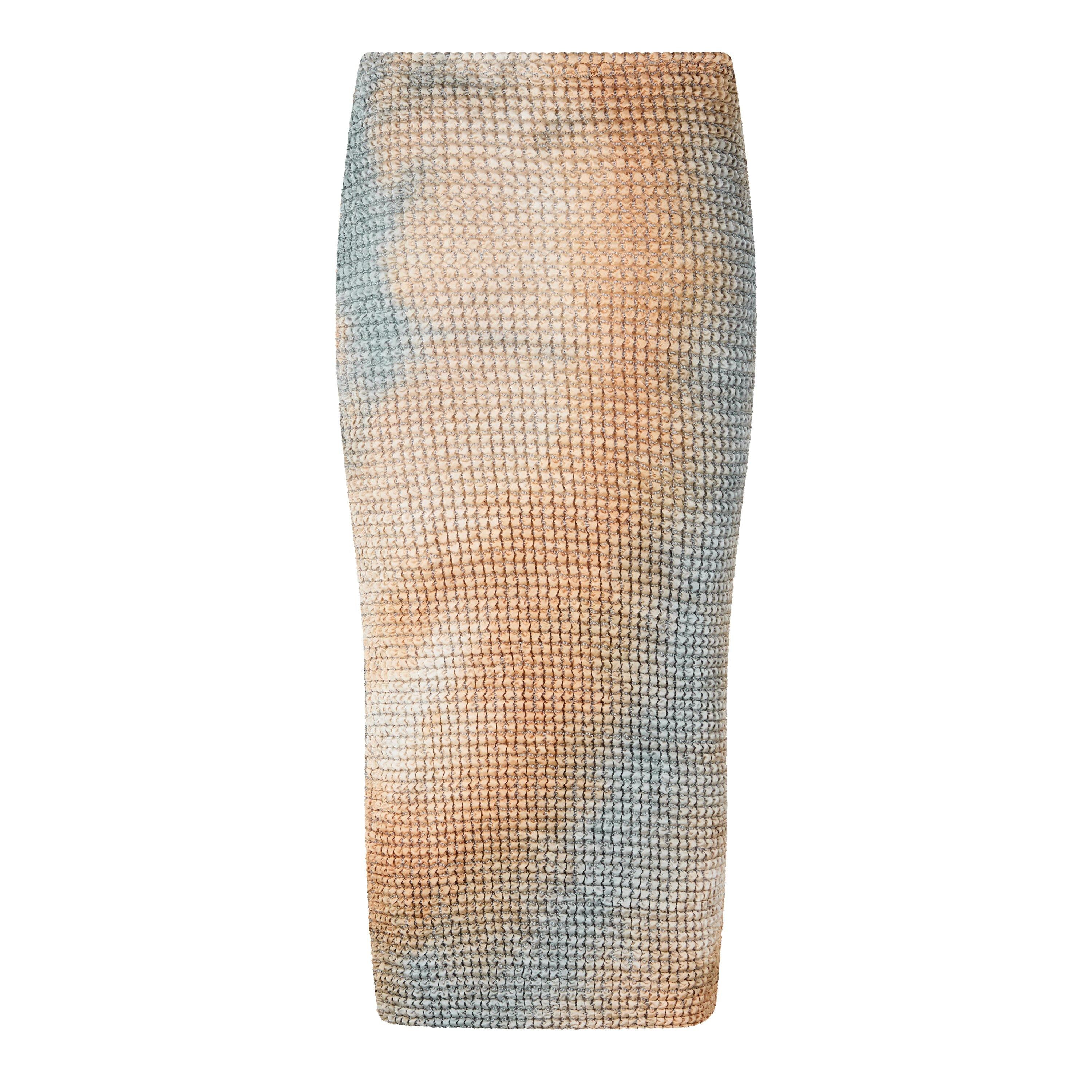 Smocked Tie-Dye Pencil Skirt
