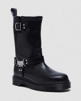 Anistone Hi Leather Biker Boots — Black
