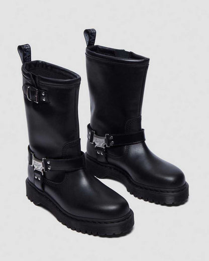 Anistone Hi Leather Biker Boots — Black