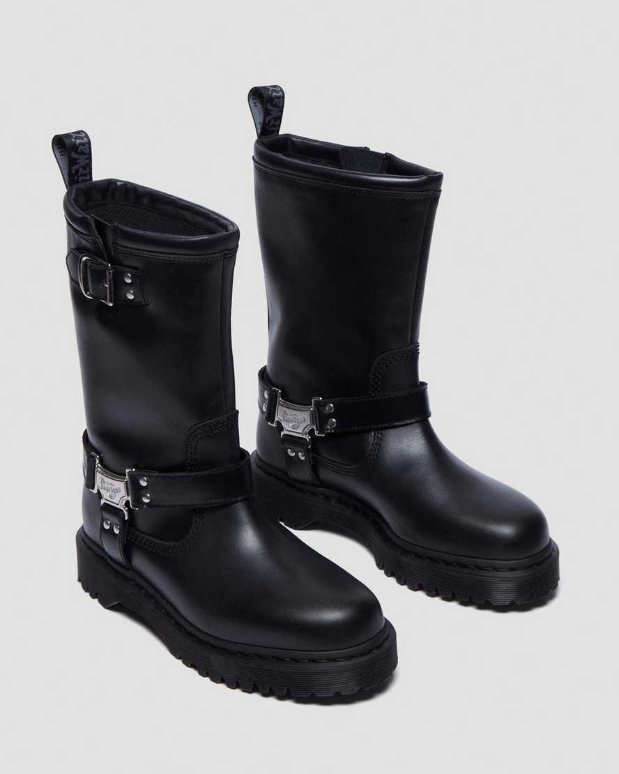Anistone Hi Leather Biker Boots — Black