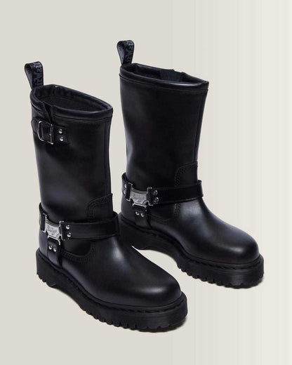 Anistone Hi Leather Biker Boots — Black