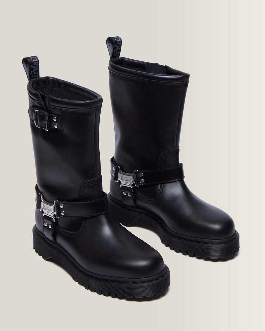 Anistone Hi Leather Biker Boots — Black