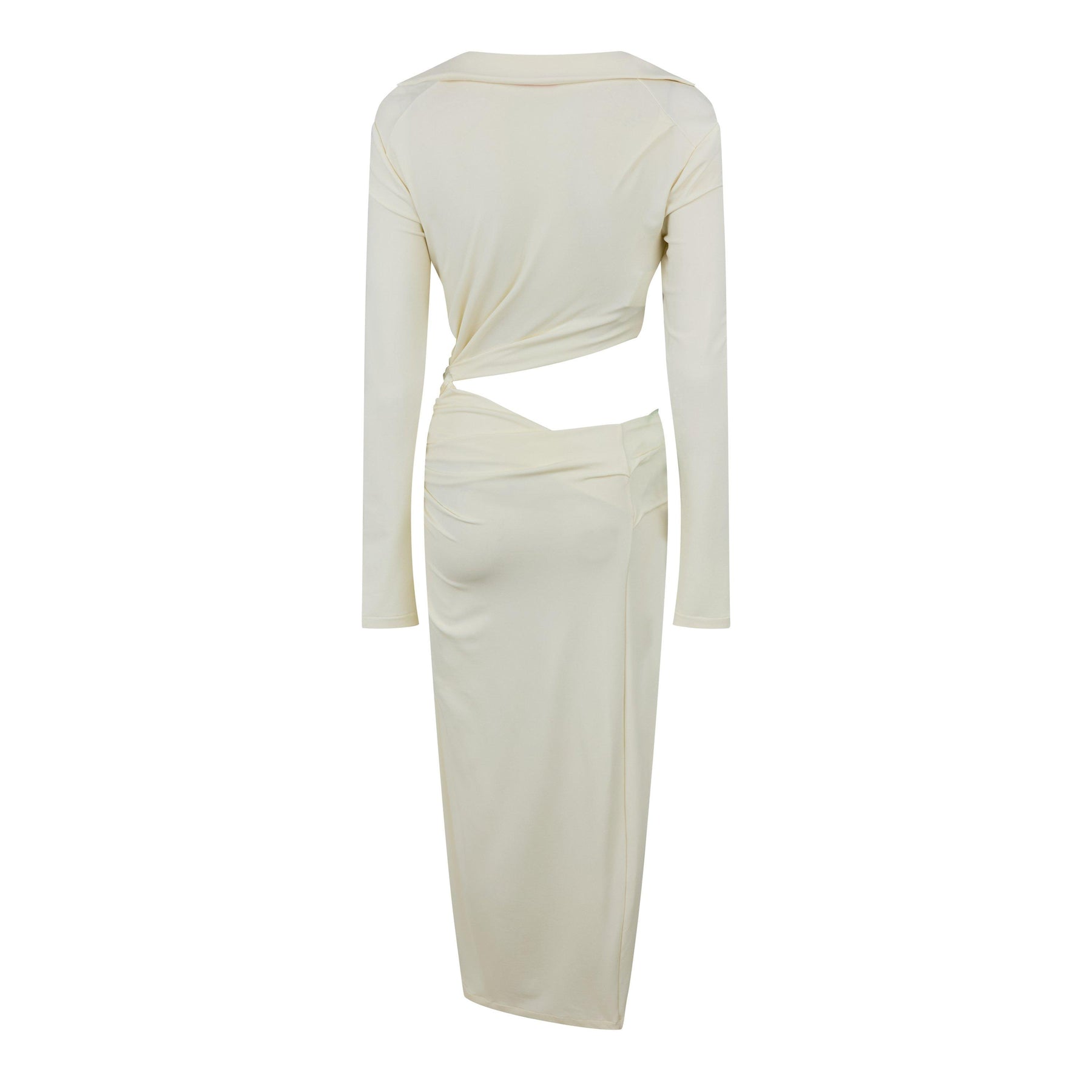 Vi-Crepe Draped Midi Dress