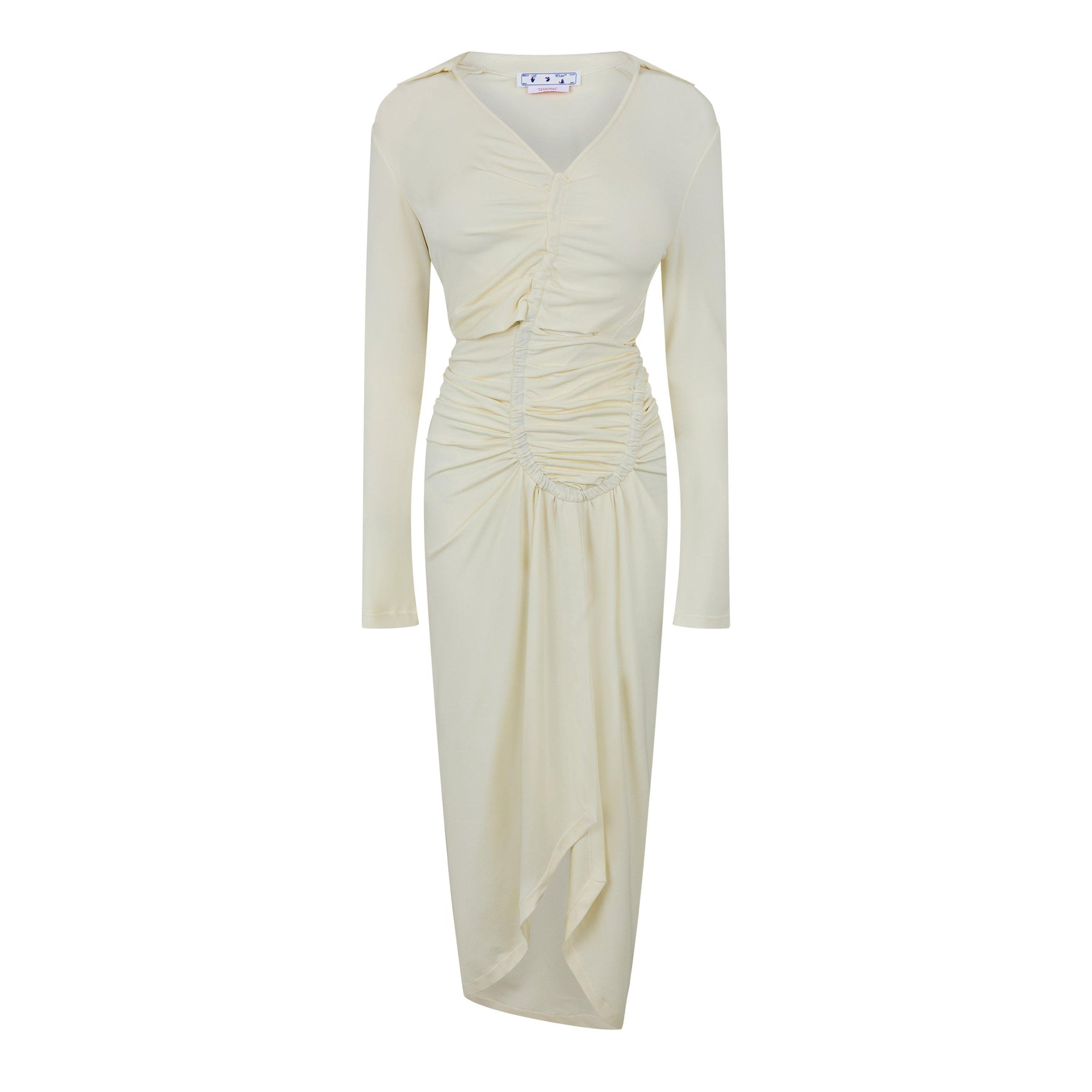 Vi-Crepe Draped Midi Dress