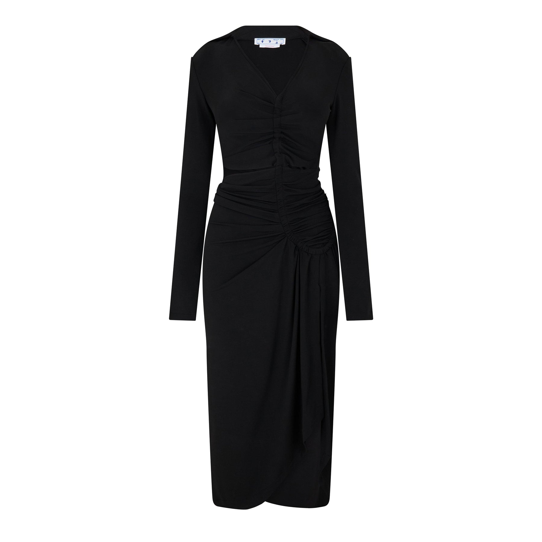 Vi-Crepe Draped Midi Dress