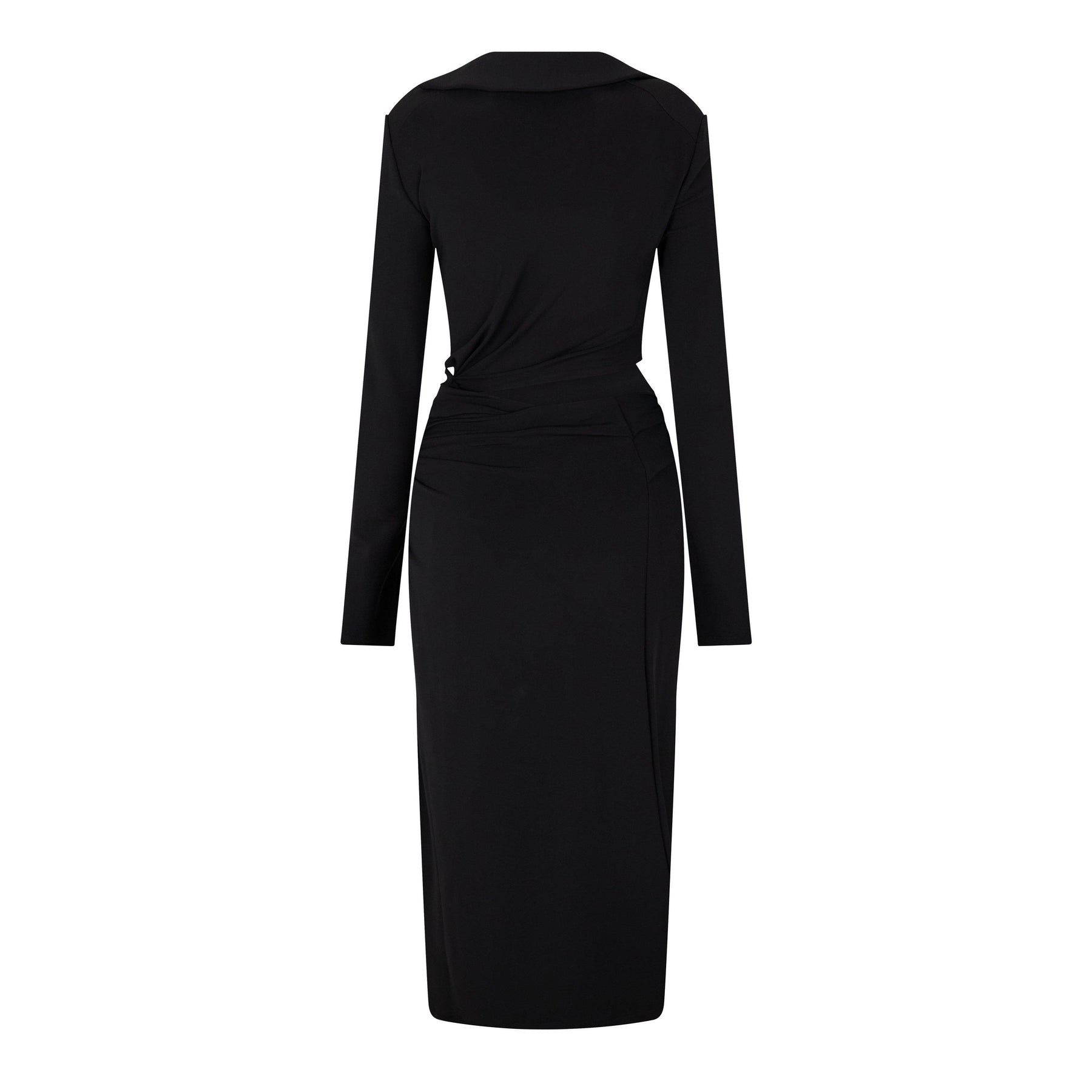 Vi-Crepe Draped Midi Dress