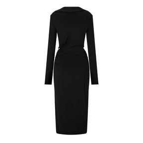 Vi-Crepe Draped Midi Dress