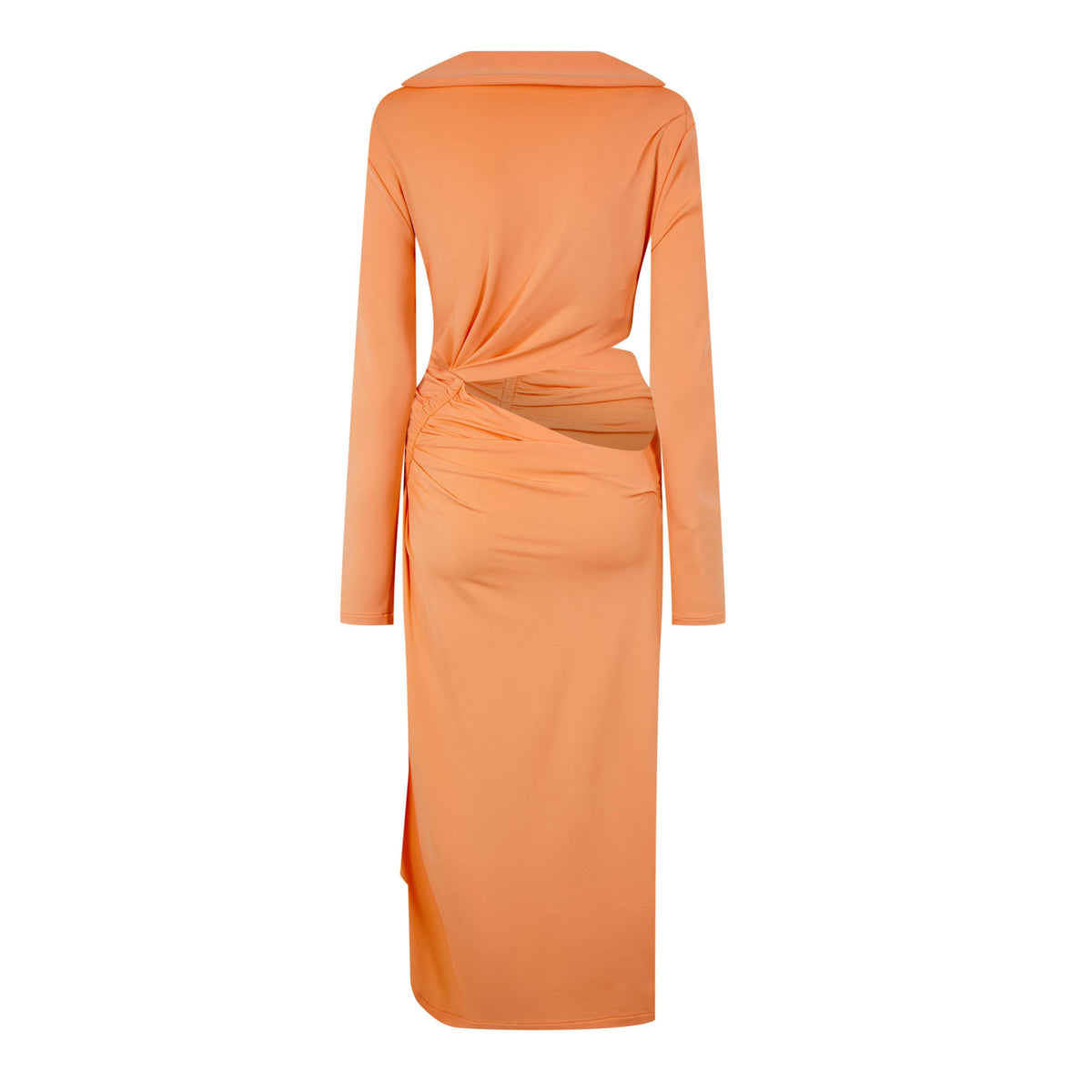 Vi-Crepe Draped Midi Dress