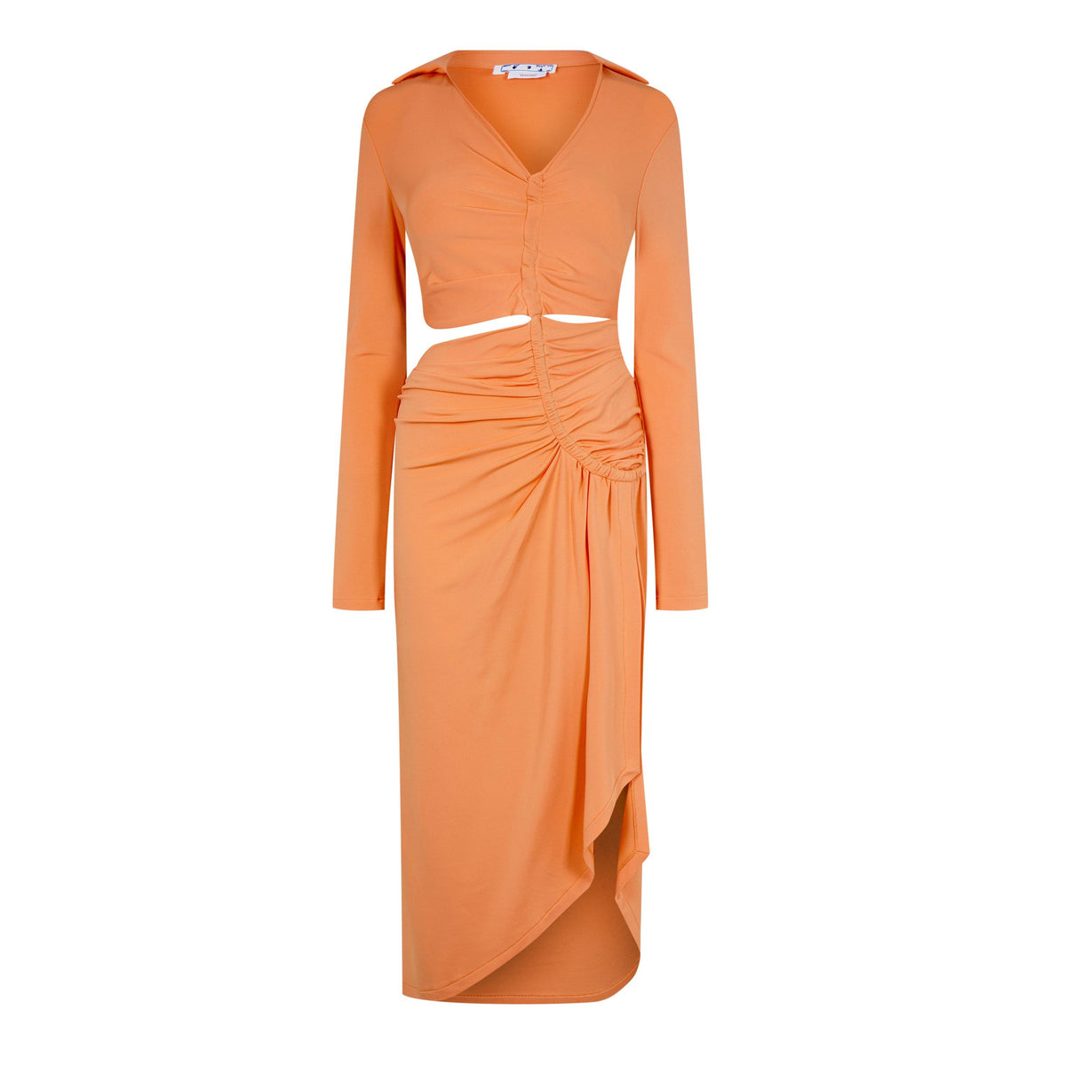 Vi-Crepe Draped Midi Dress