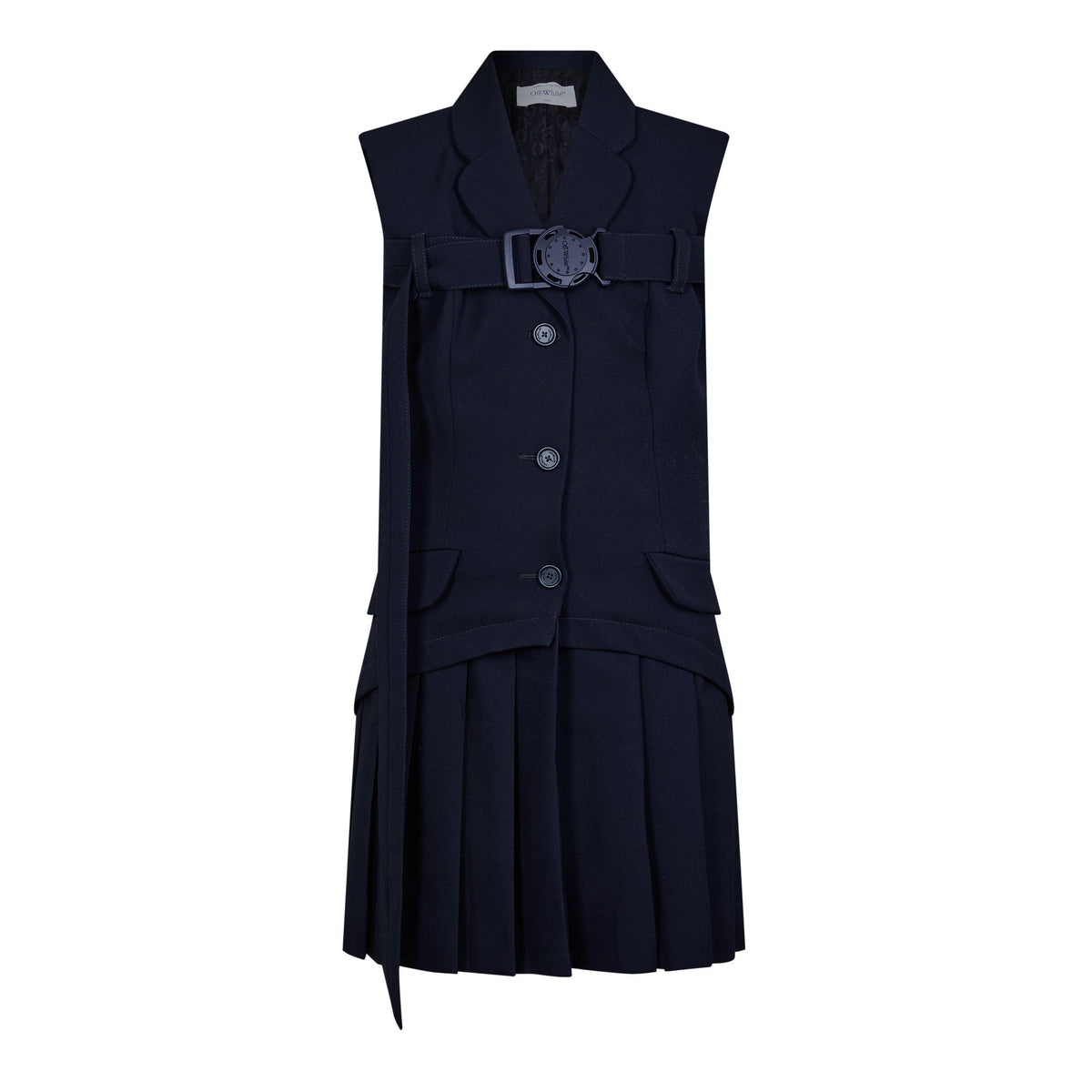 Buckle Pleated Mini Dress