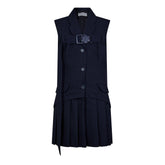 Buckle Pleated Mini Dress