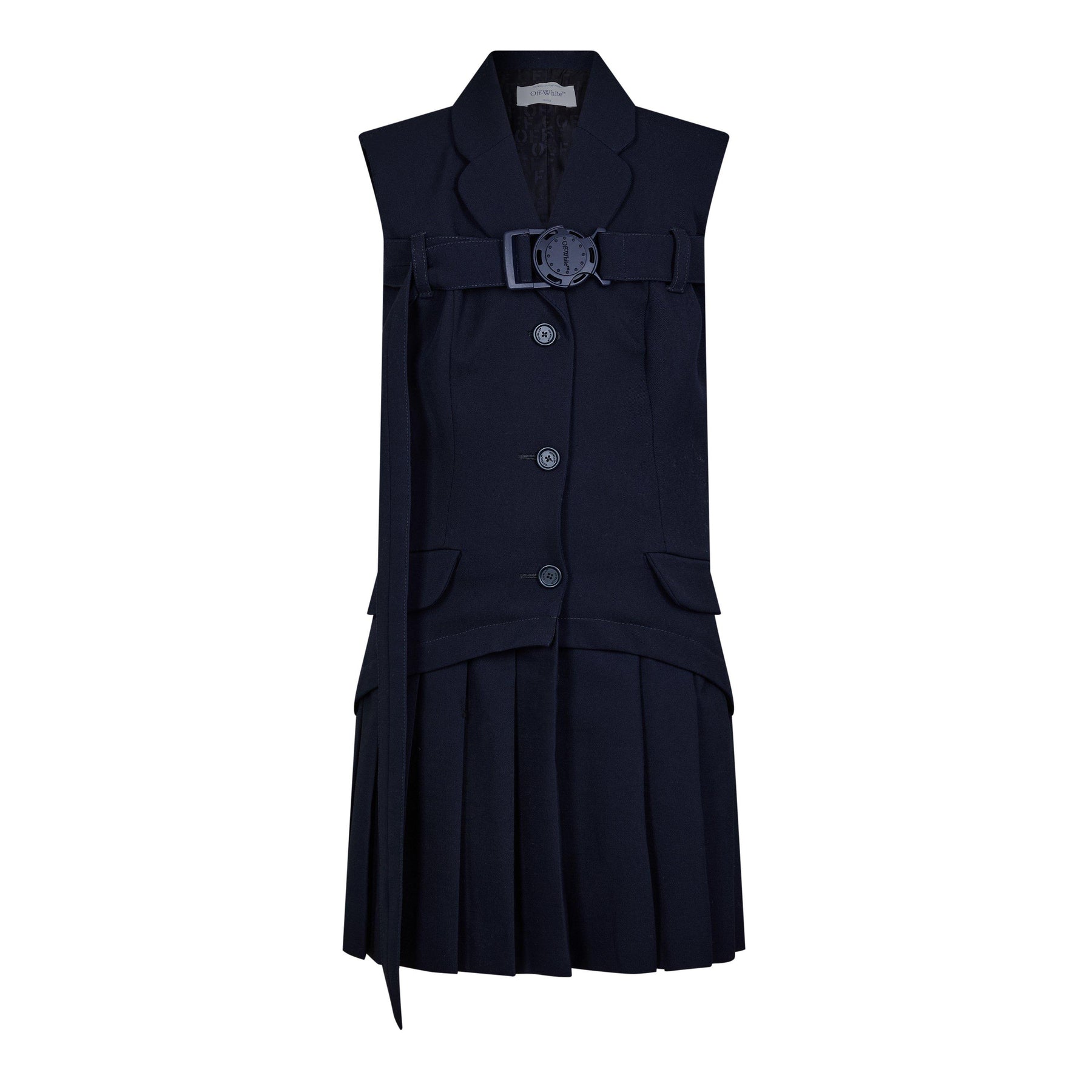 Buckle Pleated Mini Dress