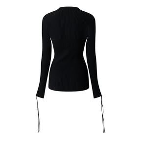 Vanise Lace-Up Sleeve Knitted Jumper
