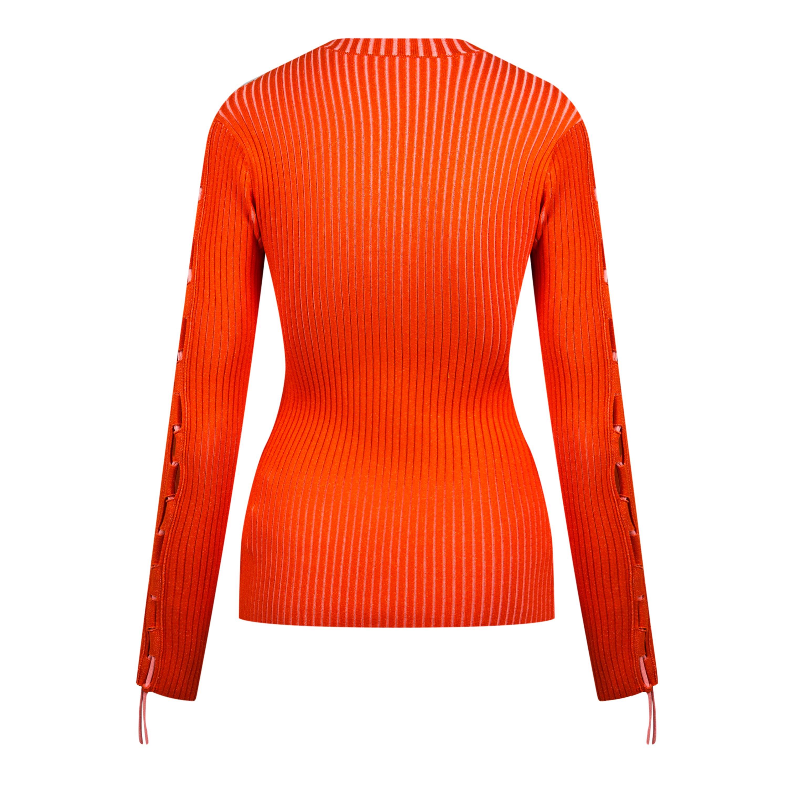Vanise Lace-Up Knitted Crew Neck Jumper