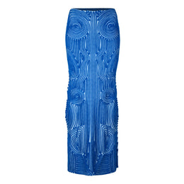 Vortix Embroidered Knitted Maxi Mid Rise A-Line Skirt