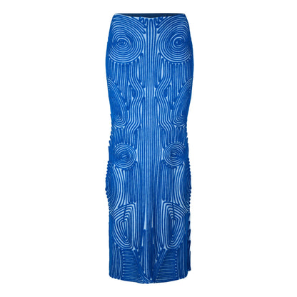 Vortix Embroidered Knitted Maxi Mid Rise A-Line Skirt