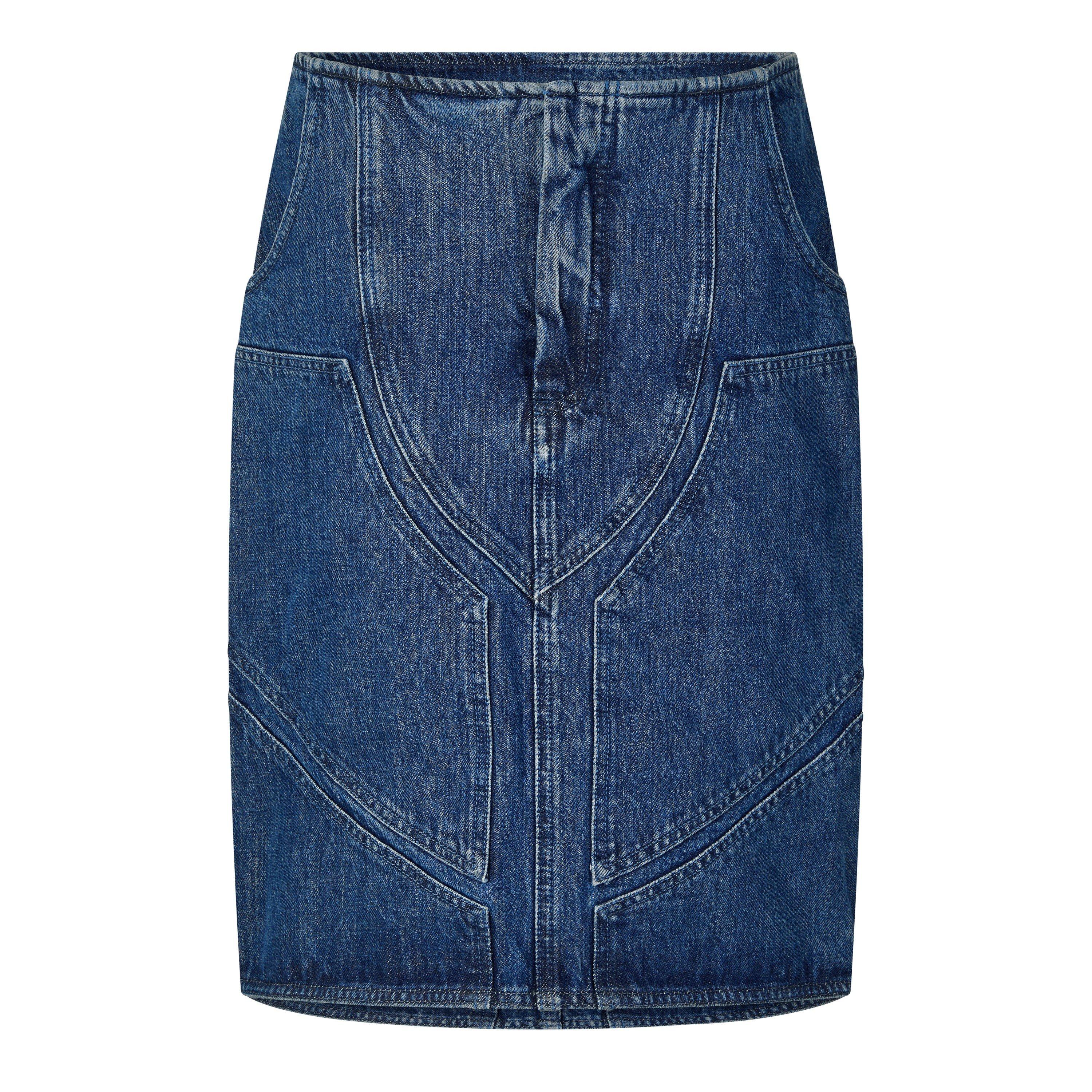 Logo Patch Denim Midi Skirt