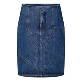 Logo Patch Denim Midi Skirt
