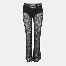 Lace Logo High-Rise Flared Trousers