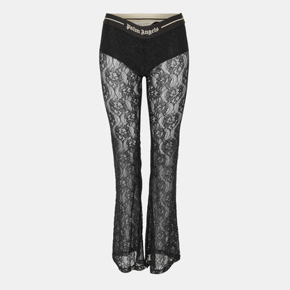 Lace Logo High-Rise Flared Trousers