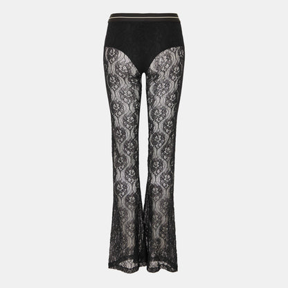 Lace Logo High-Rise Flared Trousers