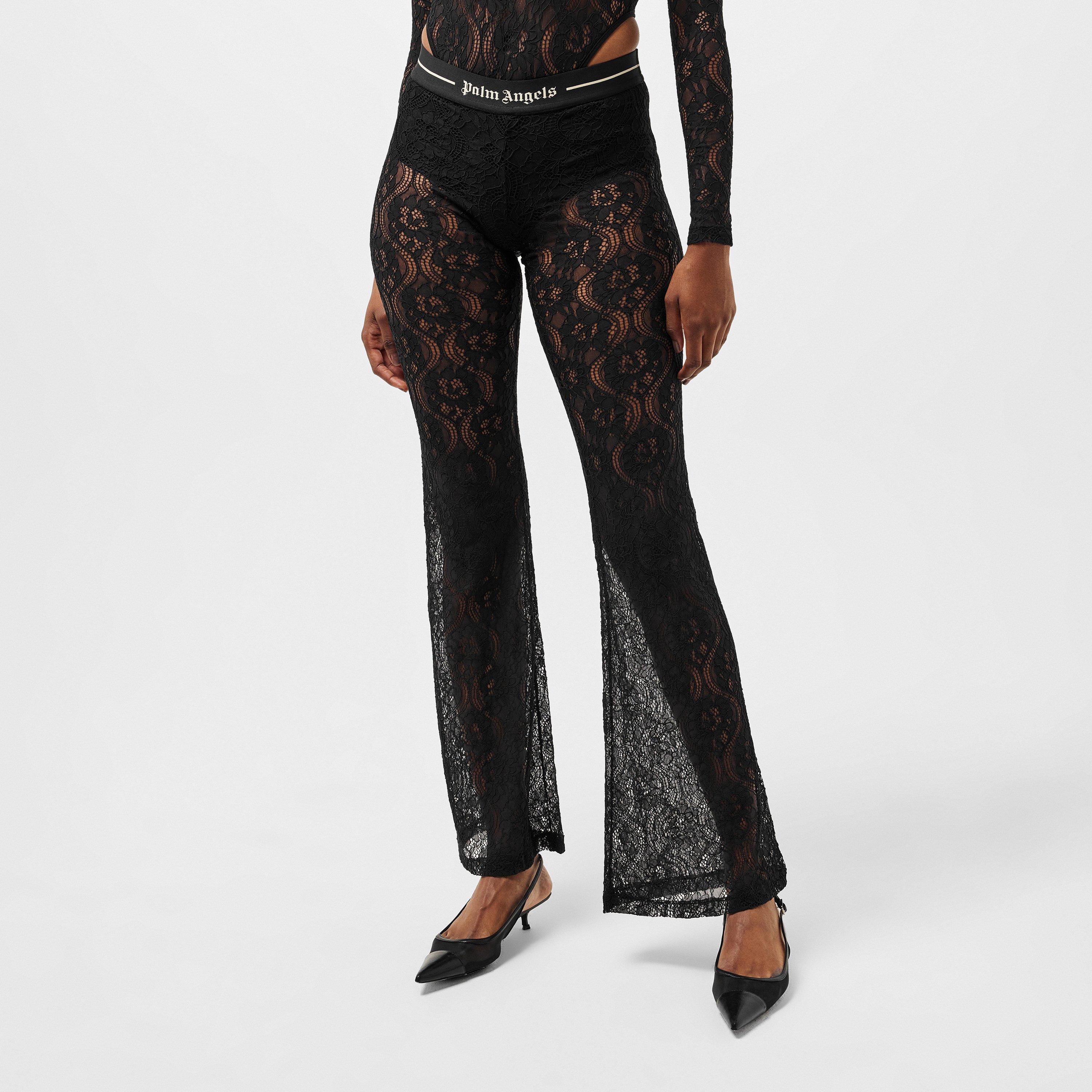 Lace Logo High-Rise Flared Trousers