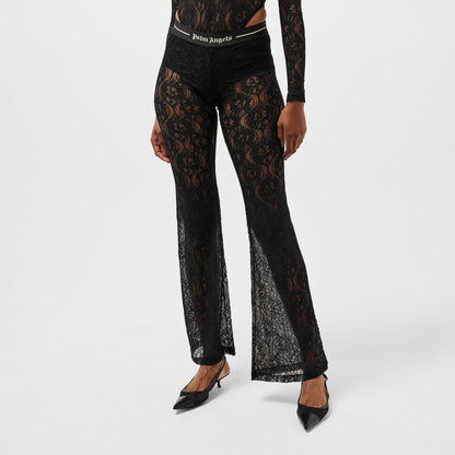 Lace Logo High-Rise Flared Trousers