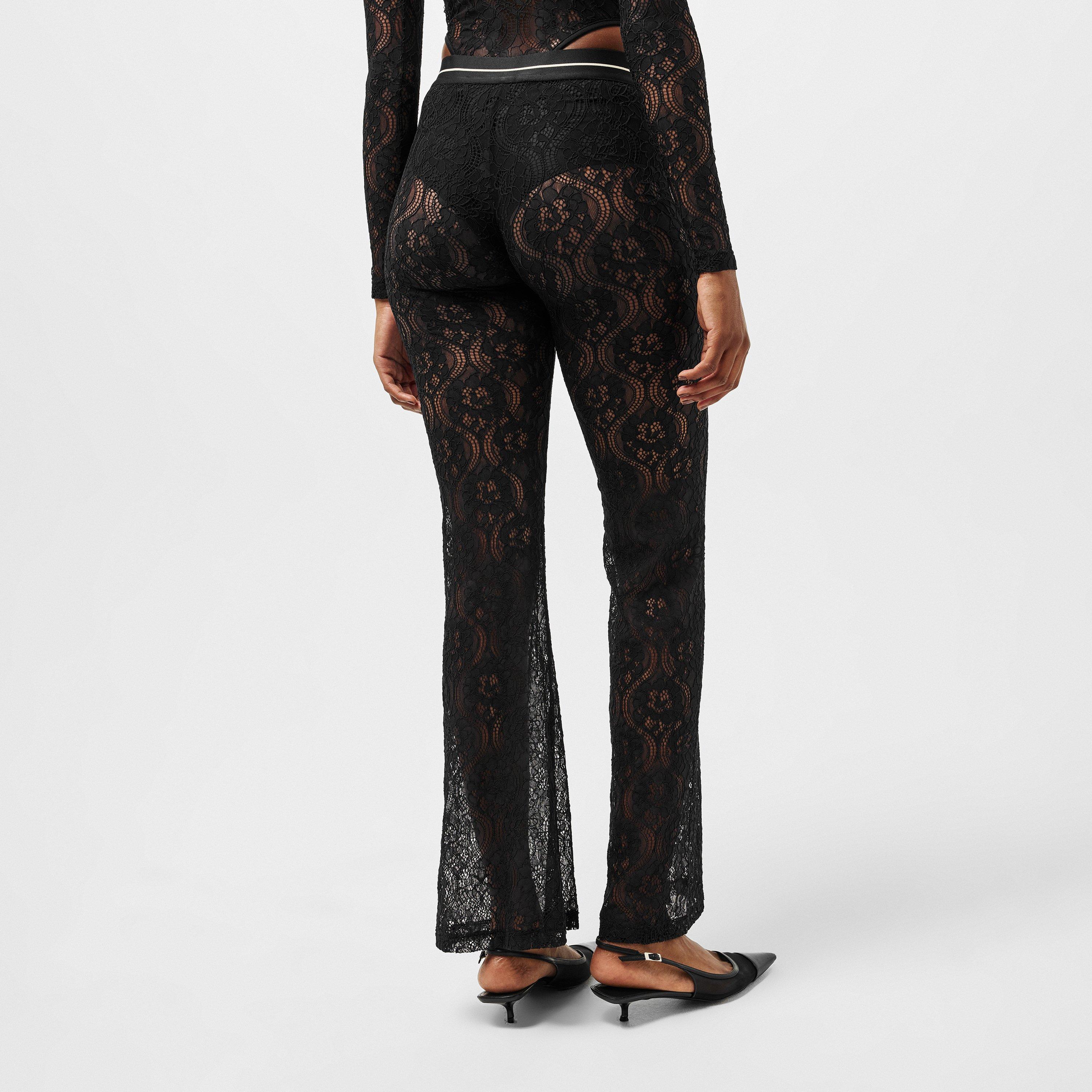 Lace Logo High-Rise Flared Trousers
