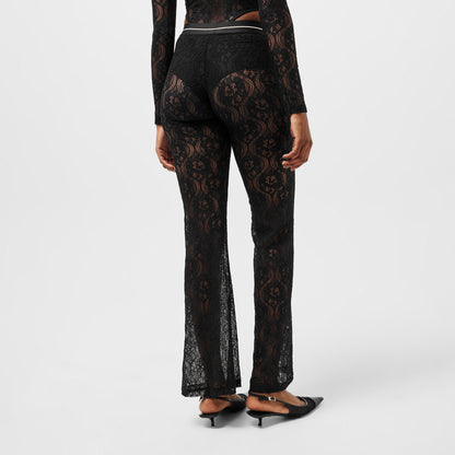 Lace Logo High-Rise Flared Trousers
